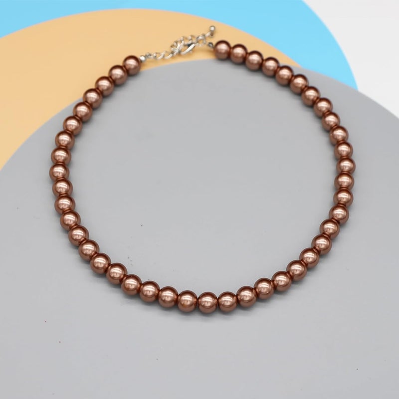 WEWE Pearl Choker Necklace for Women AAA+ Simulated Shell Pearl Necklace Strand Variety Of Colors 10mm Pearls Length 17 Inches - Image 2
